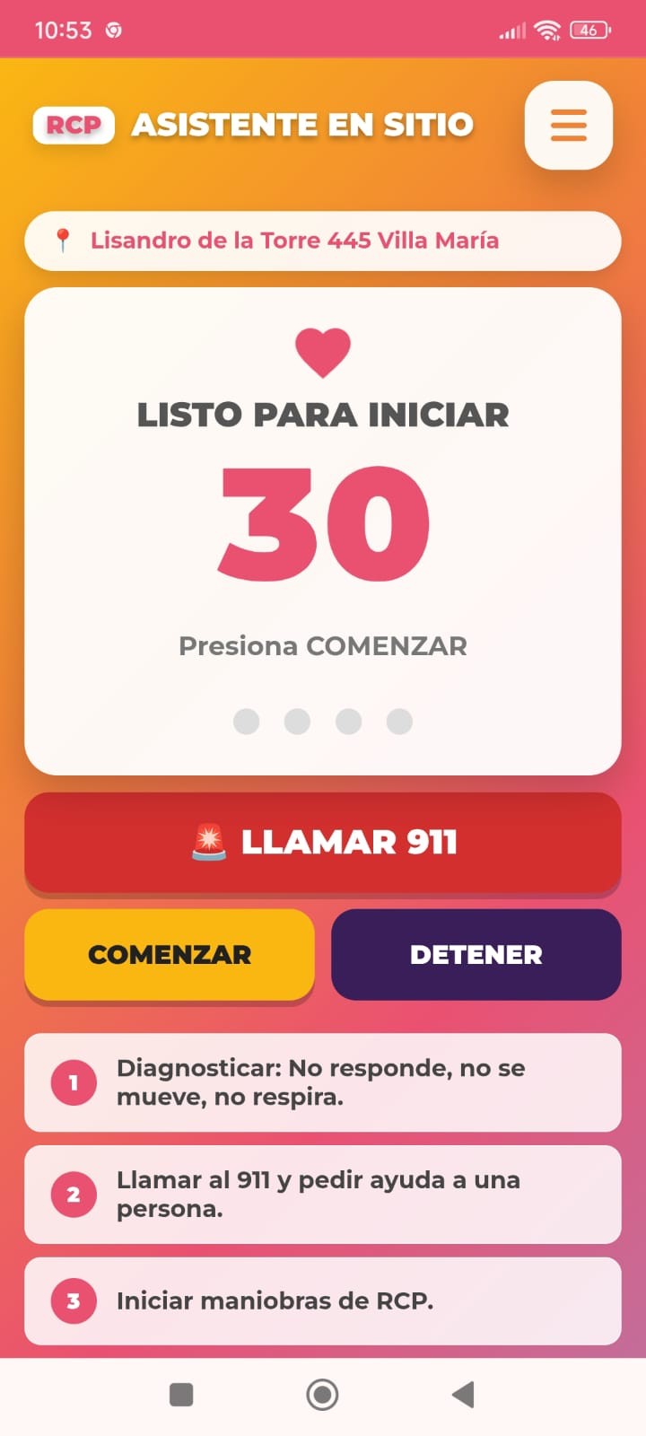Captura de la aplicación RCP Asistente